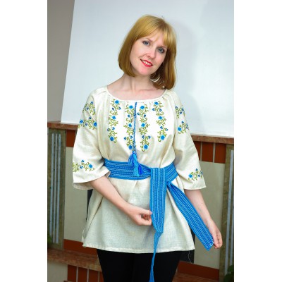 Embroidered blouse "Cornflowers on Linen"